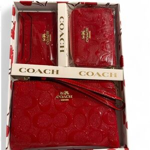 Coach Red Clutch and Wristlet Set